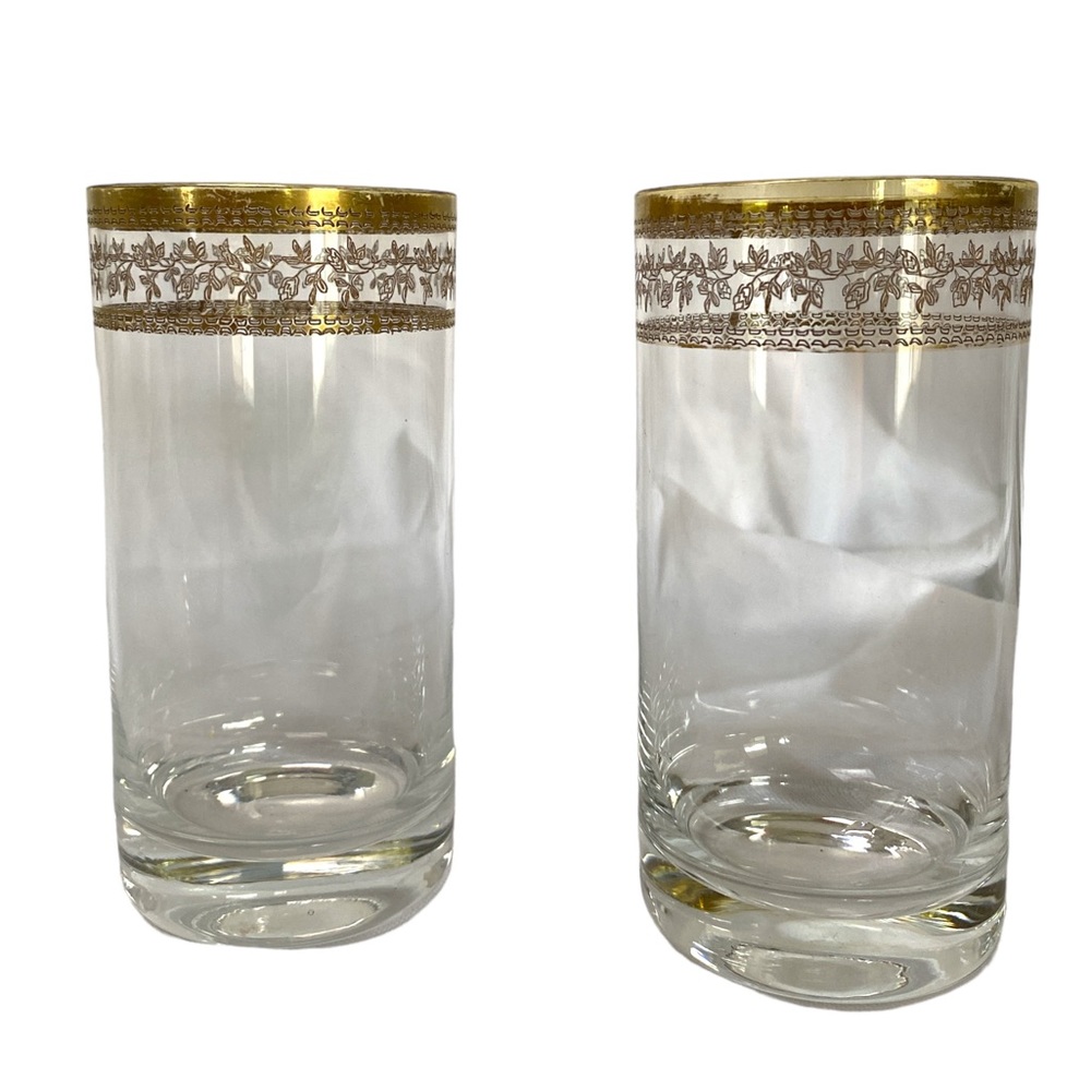 Vintage Gold Engraved Floral Design Glasses